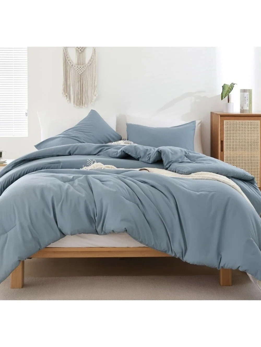 Cloud Soft Dusty Blue California King Comforter Set- 3 Pieces All Season Bedding